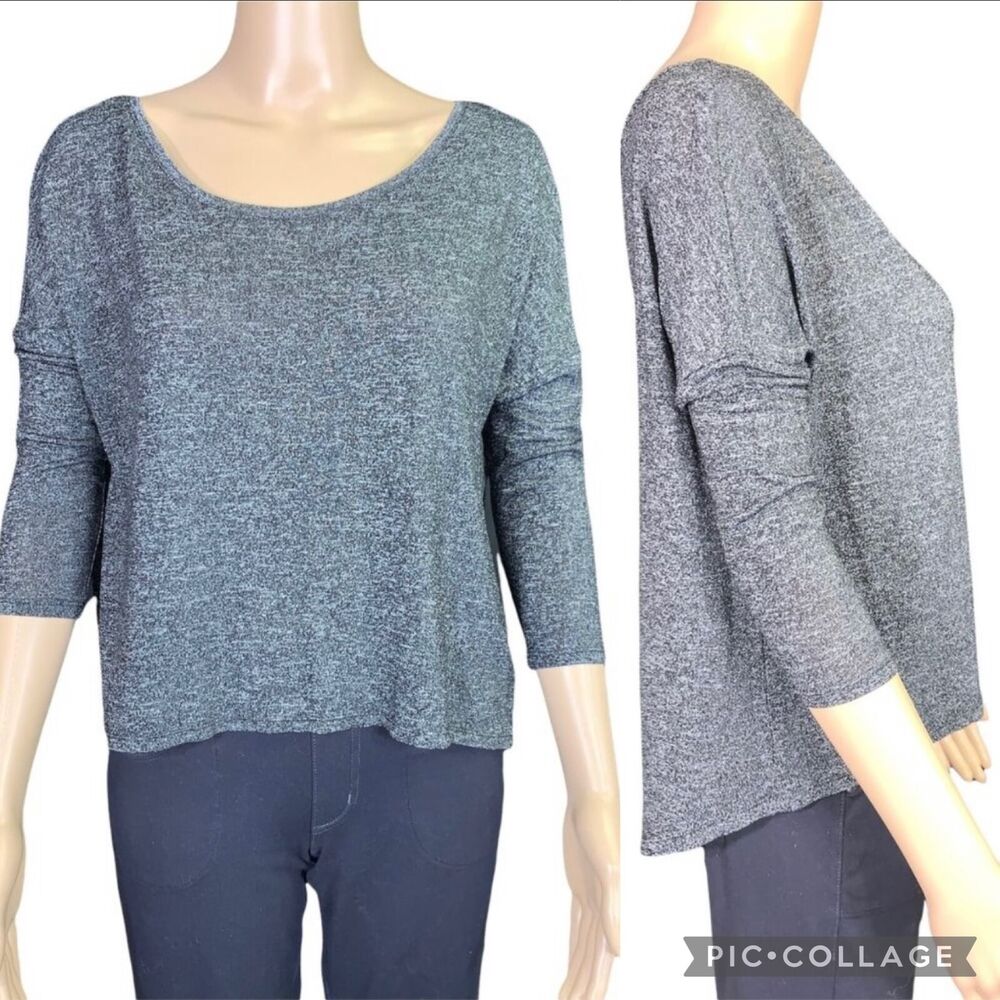 American Eagle Womens T Shirt Relaxed Fit Crop Pullover Gray Casual Medium